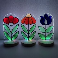 하비코 글라스 데코 LED 꽃 무드등 5인용 3종 택1 DIY 스테인드 글라스 색그림자 놀이